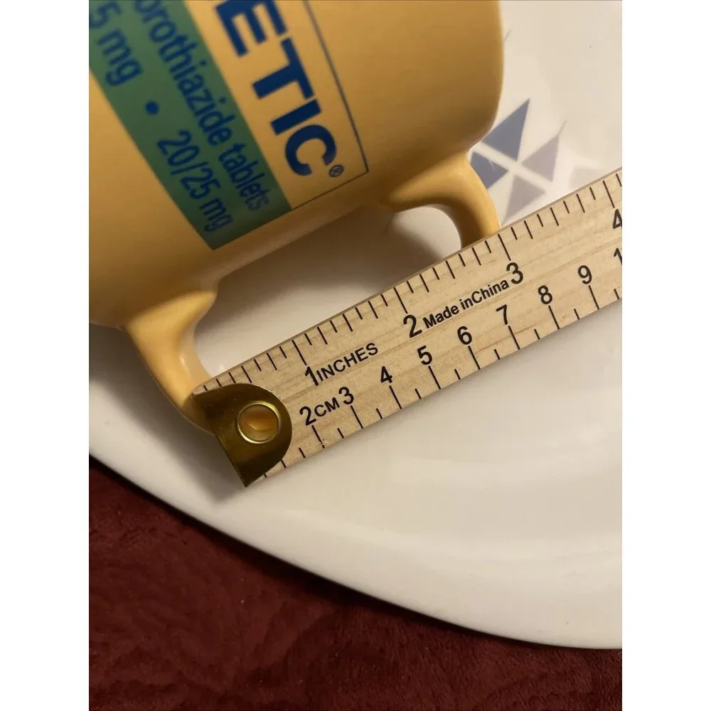 Pharma Advertising Coffee Tea Mug Accupril Accuretic Made‎ in USA - Yellow/Blue